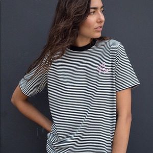 Lazy Oaf “Call your Mom” stripe tee